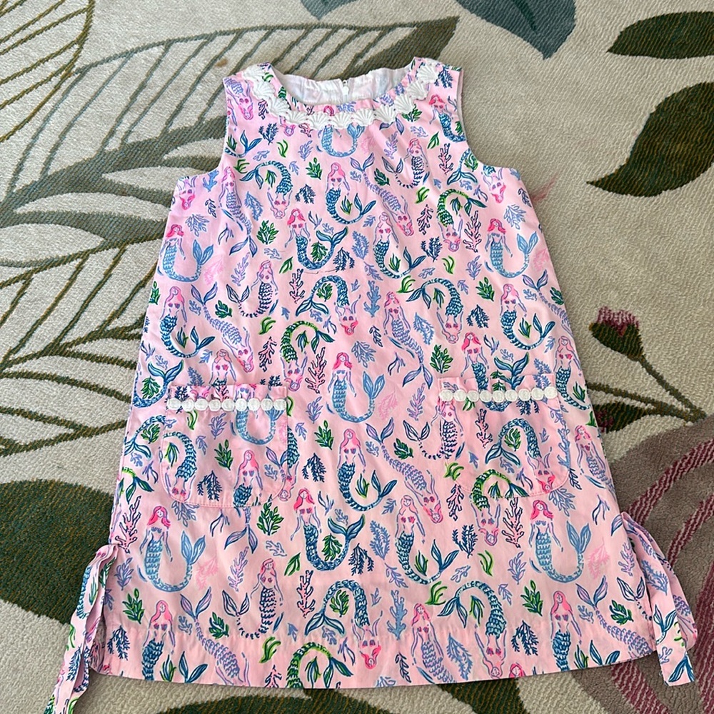 Girls Lilly shift dress in mermaid print